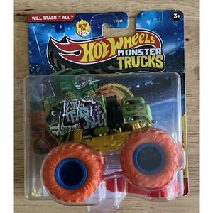 2024 Mattel Hot Wheels Monster Truck Will Trash It All With Crushed Car New 2025
